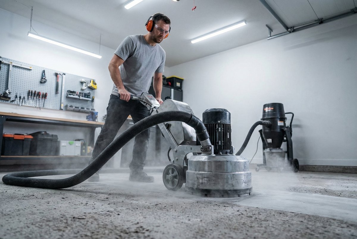 Diamond-grinding concrete surface preparation in progress in the Greater Boston area